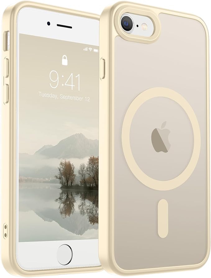 SUPFINE Magnetic for iPhone SE Case 2022 (3rd)/2020 (2nd), iPhone 8 Case (Compatible with MagSafe) (Military Grade Drop Protection) Slim Translucent Matte Phone Case, Antique White