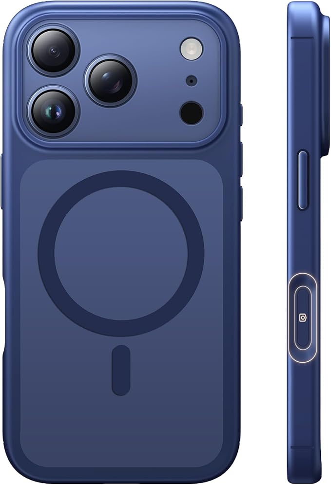 TAURI for iPhone 17 Pro Case, Compatible with MagSafe, (Full Camera Protection) Camera Control Cover Solid-Color Matte Magnetic Phone Case for 17 Pro 6.3", Blue