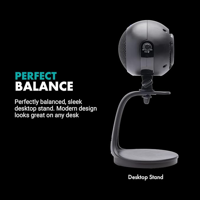 Movo WebMic USB Microphone with Desktop Stand in Black- Cardioid Condenser Computer Microphone for PC and Mac with Mic Gain, Headphone Monitoring- for Gaming, Podcast, Streaming, Video Conferencing