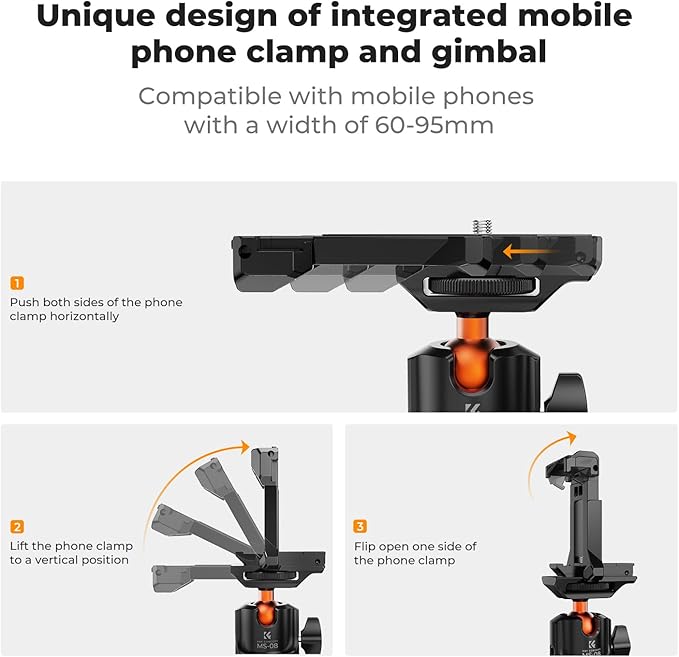 K&F CONCEPT Magnetic Camera Mount for GoPro Hero 13/12/11/10/9 Black, DJI Osmo Action 5 Pro/4/3/2/6, Insta360 X5/X4, 360° Ball Head Mount for Car, Steel, Magnetic Surface Attaching, Phone Mount Holder