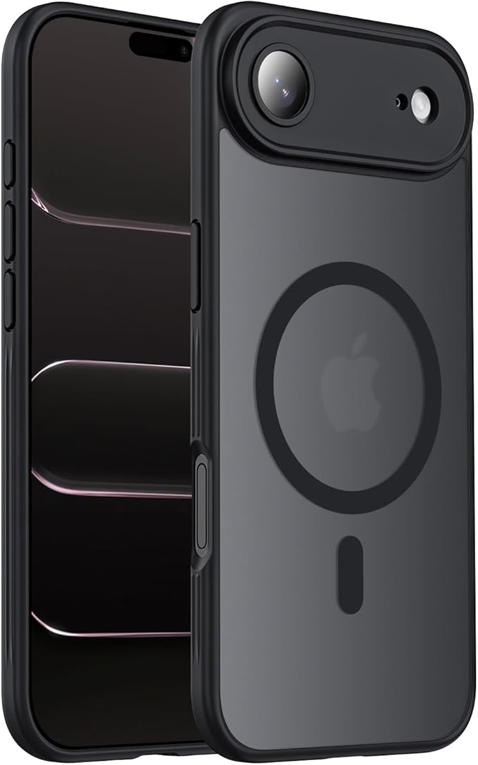 Symcele Designed for iPhone Air Case, Compatible with MagSafe, [Camera Protection] [15FT Military Drop Protection] Shockproof Translucent Matte Anti-Slip Thin Slim Phone Case, 6.5", Black