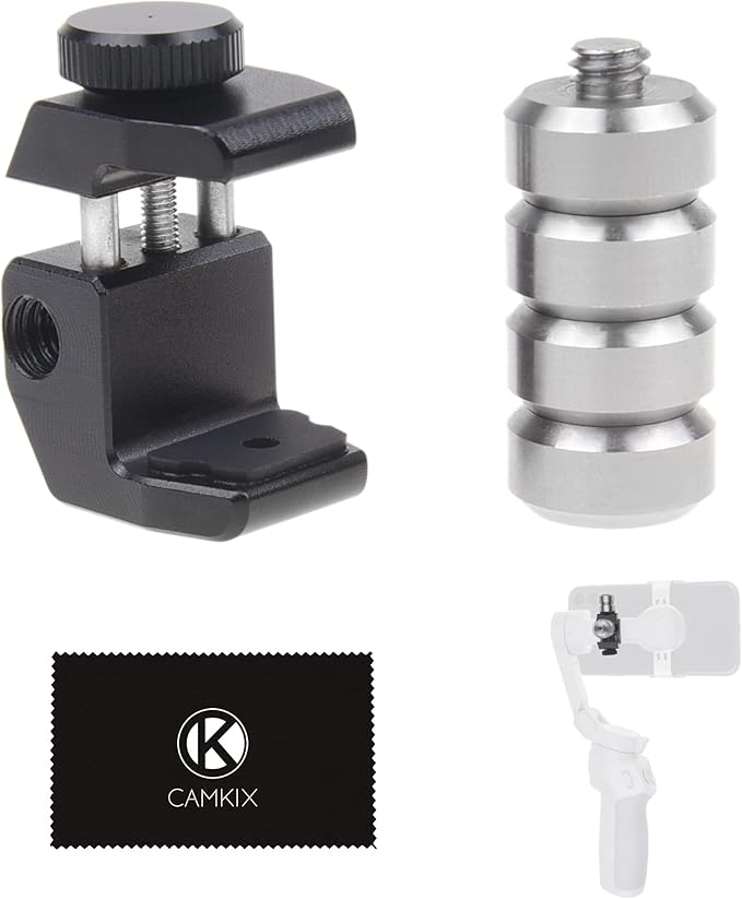 Camkix Smartphone Gimbal Counterweight Set - 1X Counterbalance Clip Mount, 4X Stabilizer Screws - Compatible with DJI Osmo Mobile 1/2, Zhiyun Smooth 4, Zhiyun Smooth Q, Feiyu Vimble 2, Evo Shift