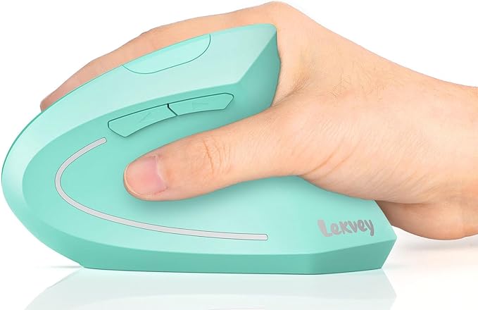 Lekvey Ergonomic Mouse, Vertical Wireless Mouse Rechargeable 2.4 GHz Optical Carpal Tunnel Mouse : 800/1200 / 1600 DPI, 6 Buttons, for Laptop, PC, Mac, Computer, Desktop, Notebook etc, Green