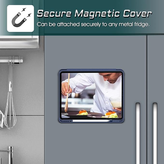 CaseBot Magnetic Case for iPad Pro 12.9-inch 6th Generation 2022, Multiple Angle Shockproof Rugged Stand Case, Soft TPU Back Cover w/Pencil Holder, Also Fit iPad Pro 12.9" 5th/4th/3rd Gen, Navy
