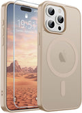 SUPFINE Magnetic for iPhone 15 Pro Case(Compatible with MagSafe)(Military Grade Drop Protection) Slim Translucent Matte Shockproof with Anti-Fingerprint Phone Case,Desert Gold
