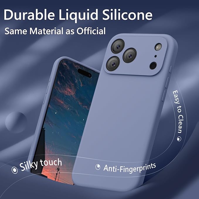 FireNova Magnetic for iPhone 17 Pro Max Case, Compatible with MagSafe, [Integrated Silicone Camera Control Button] [Camera Protection] Anti-Scratch Microfiber Lining Phone Case, 6.9", Lavender Gray