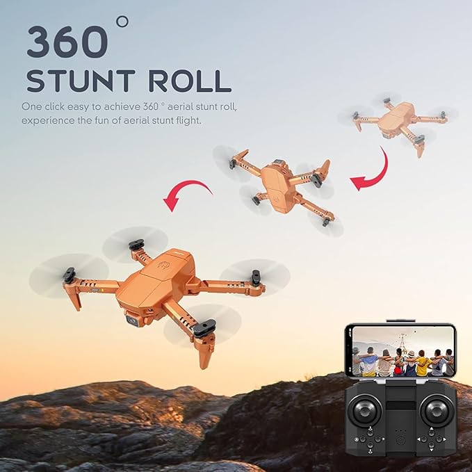 Small Drones for adults, Mini Drone 4K Dual Camera with 3D Flips, Altitude Hold, Headless Mode, Gesture Operation, Gravity Sensor, 2.4Ghz Foldable RC Quadcopter Drone for Beginner