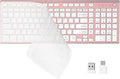 FENIFOX Wireless Silent Keyboard, Ultra Quiet USB C Low Profile Compact Full Size with Number Pad Flat Slim Thin Soft Touch for Mac Computer MacBook iMac PC Laptop Desktop Office (Pink Rose Gold)