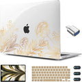 CISSOOK for MacBook Air 13.6 inch Case A3449 A3240 A2681 A3113 Release 2022 2023 2024 2025 2026, Plastic Hard Shell Case Keyboard Cover for MacBook Air 13 inch M2 M3 M4 M5, Gold Floral Blossom
