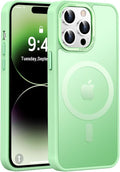 Newfuture Designed for iPhone 14 Pro Max Case with Magnetic [13 FT Military Drop Protection] [Compatible with Magsafe] Slim Translucent Matte Shockproof with Anti-Fingerprint Phone Case, Matcha Green