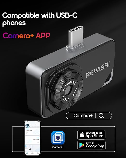 REVASRI Thermal Camera for iOS and Android, 512×384 Super IR Resolution Thermal Imaging Camera, -4℉ to 842℉ Temp Range, Compatible with USB-C iOS & Android Device