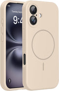 Miracase Magnetic for iPhone 16 Plus Case, [Soft Anti-Scratch Microfiber Lining], Magnetic for MagSafe, Liquid Silicone Shockproof Drop Protection Phone Case for 16 Plus,Sand