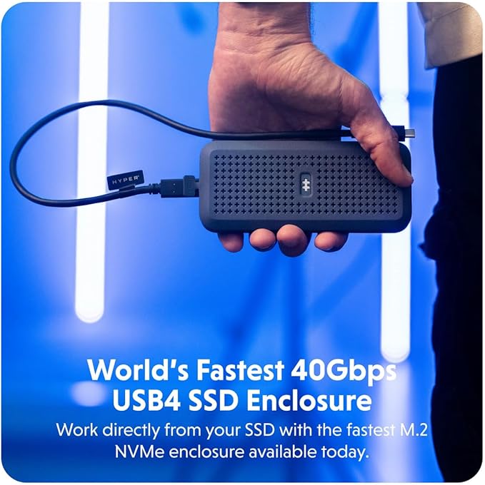 Hyper HyperDrive Next Portable 40Gbps USB4 M.2 NVMe SSD Enclosure with up to 4TB for PS5, Windows 10, macOS 12.4, and Newer, Water/Dust Resistant, Fits 2230/2240/2260/2280mm