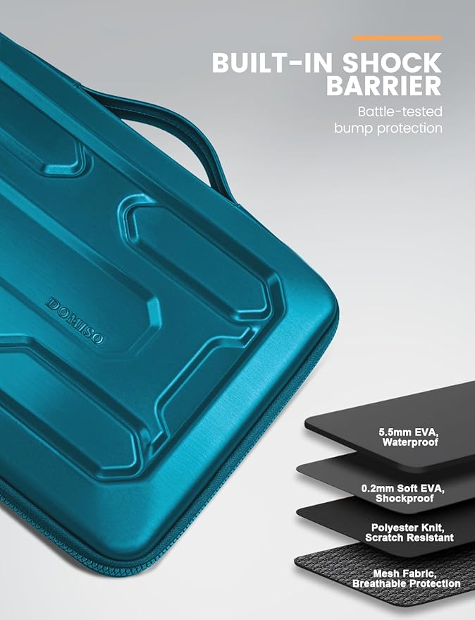 DOMISO 14 inch Laptop Sleeve with Handle Shockproof Computer Bag Waterproof EVA Protective Carrying Case for 14" ThinkPad E480/Yoga 920/13.5" Microsoft Surface Book/HP Pavilion 14 Stream 14, Teal
