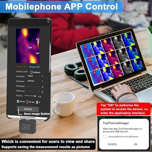 TIOP02 Portable Infrared Thermal Imaging Camera IR Imager USB Type-C for Android Phone,-20℃-1000℃,32 X 32 Resolution