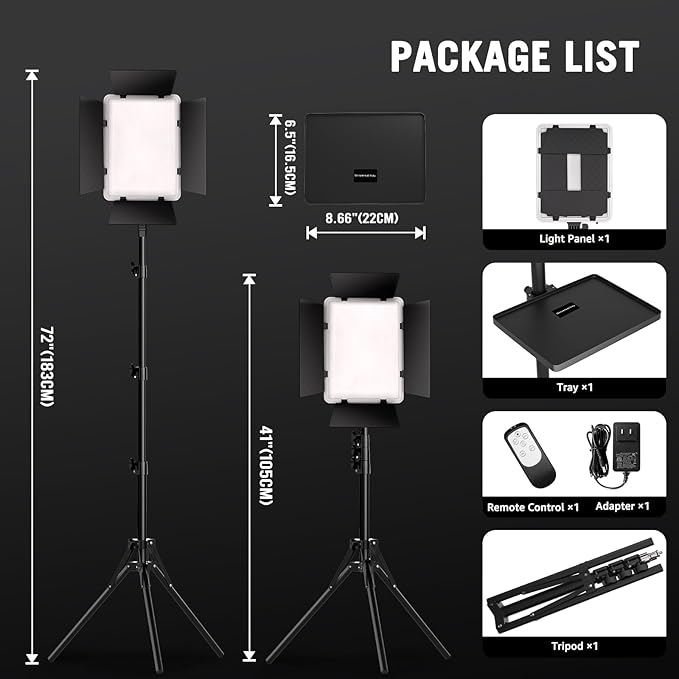 36W Photography Lighting, Arsoer Bi-Color 2700K-6500K Studio Lights with Remote& Display, CRI95+ 72” Video Lighting for Video Recording/YouTube/TikTok/Live Streaming/Ins