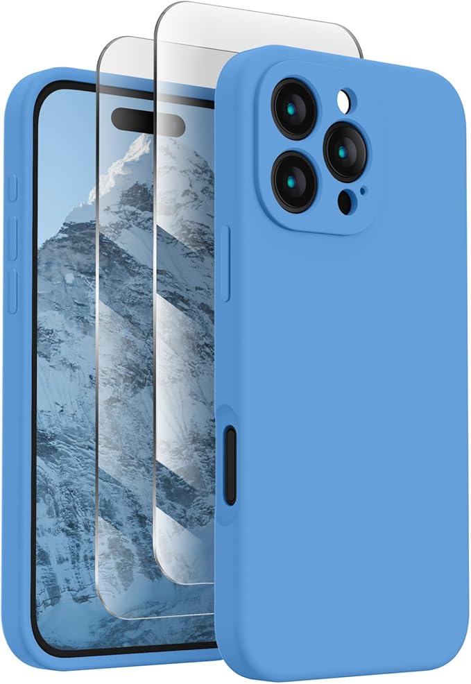 FireNova Designed for iPhone 16 Pro Max Case, Silicone Upgraded [Camera Protection] Phone Case, Soft Anti-Scratch Microfiber Lining Inside, 2024, Blue