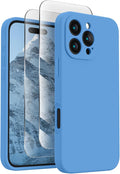 FireNova Designed for iPhone 16 Pro Case, Silicone Upgraded [Camera Protection] Phone Case, Soft Anti-Scratch Microfiber Lining Inside, 2024, Blue