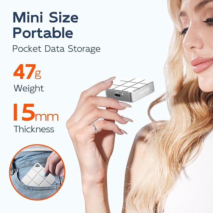 MAIWO 2TB Portable External Solid State Drive Build-in M.2 2230 PCIe NVMe SSD, USB C 3.2 Up to 1050MB/s, Mini Cute PSSD for iPhone 15 16 17 Pro Max MacBook Pro Air, Aluminum (Silver)