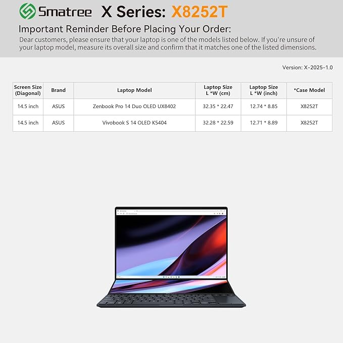 Smatree Hard EVA Protective Sleeve Case Compatible for 14.5 inch ASUS Zenbook Pro 14 Duo OLED, for ASUS Zenbook Pro 14OLED, for ASUS Vivobook S 14 OLED K5404 Laptop and Anti-Shock Bag, Green(X8252TG)