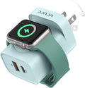 VRURC Charger for Apple Watch, Built-in Wireless Magnetic Charging Station for iWatch SE/11/10/9/8/7/6/5/4, PD 20W USB C Charging Block, Foldable Wall Charger Fast for iPhone 17/16/15/14/13-Green