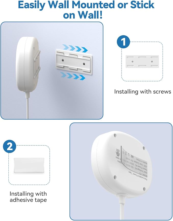 Power Outlet Relocator with Adhesive- 5 FT, 1625W Wall Mounted Extension Cord with 3 AC Outlet 4 USB (24W/4.8A), Peel and Stick Outlet for Easy Access to Low-Floor Socket