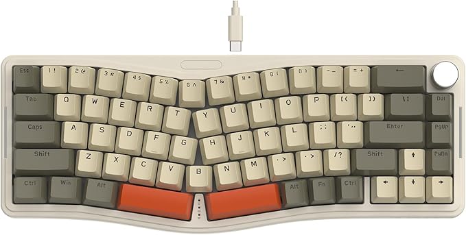 ATTACK SHARK AKS068 Wired Mechanical Gaming Keyboard 65% Alice Layout Hot-swapped Gasket Mount with RGB Backlit VIA Programmable Knob NKRO TKL AS Pre-lubed Linear Red Switch for Win/Mac(Gray)