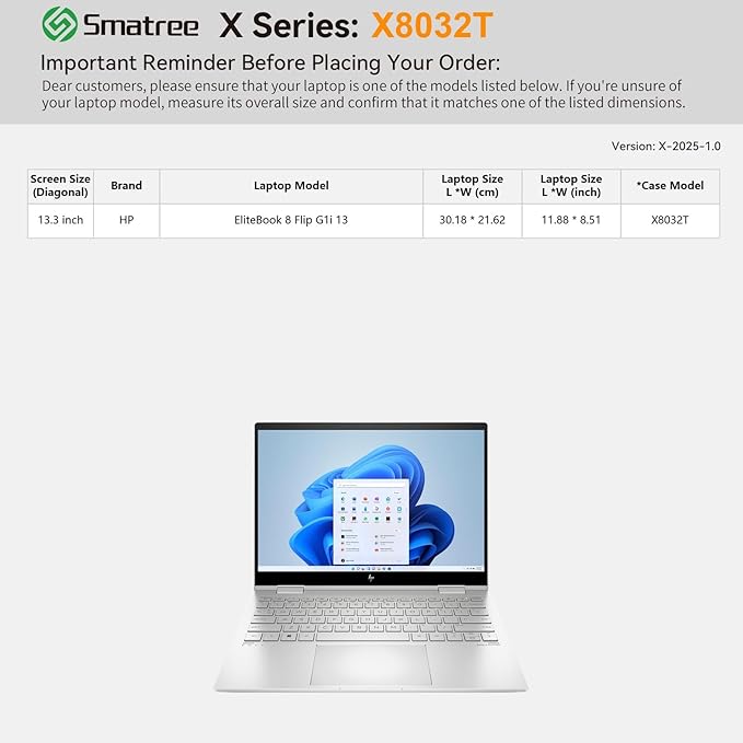 Smatree Hard Protective Sleeve Compatible for 13.3 inch HP EliteBook 8 Flip G1i, for 13 inch DELL Pro 13 Plus pb13250 or 2-in-1, for DELL Latitude 7340 or 2-in-1 Case, White(X8032TW)