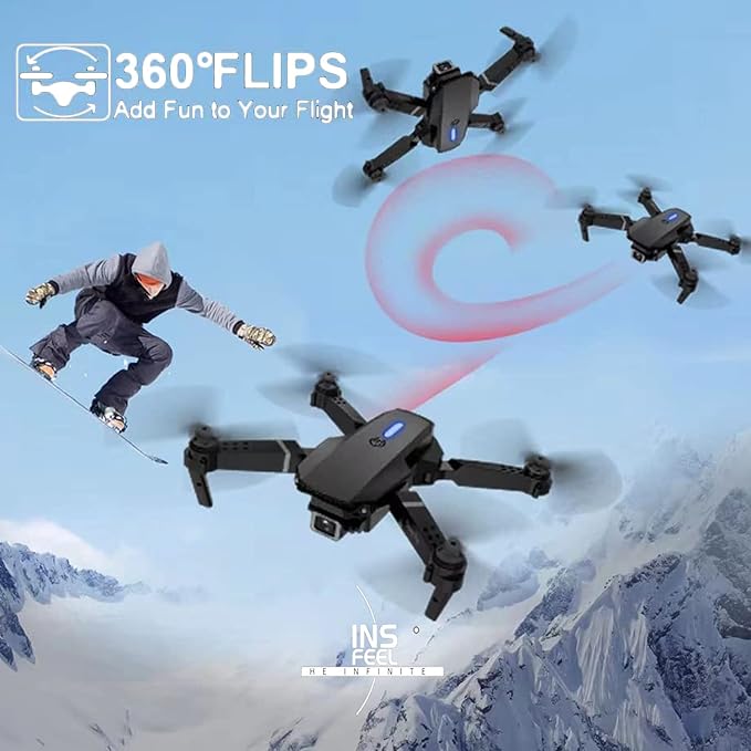 Mini Drone with Camera for Adults - Christmas Toy Gift for Beginner Age 15 Years Old - RC Quadcopter Multirotors | Foldable UAV | WiFi HD FPV Live Video | One Key Take Off/Land | Altitude Hold | Headless Mode | 360° Flip | Carrying Case (INSFEEL+ Black)