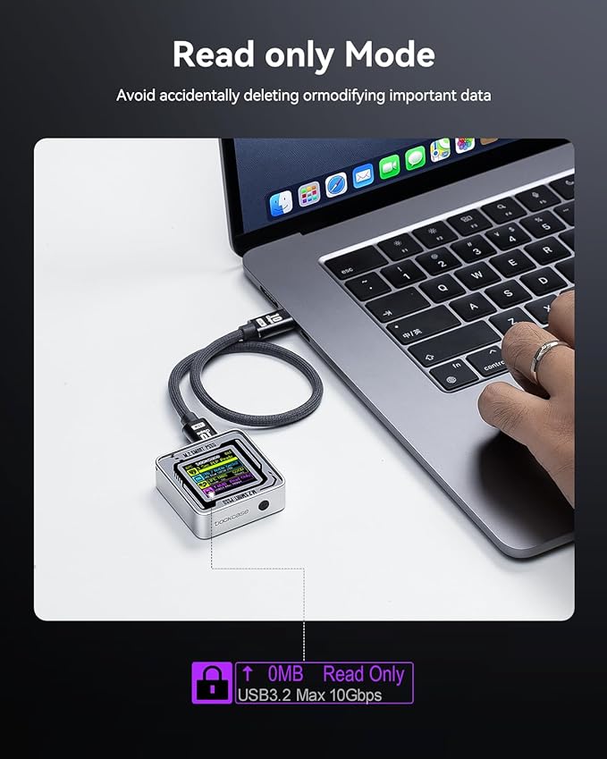 DOCKCASE Pocket M.2 2230 NVMe SSD Enclosure,Support 3s PLP Prevents Write Data Loss,USB 3.2 Gen 2 Type-C (10 Gbps), fits NVMe PCIe, Exclusive to Size 2230,Support M-Key B+M Key UASP (Silver)