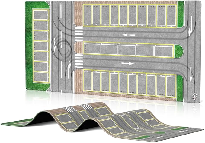 XXL 1/64 Scale Parking Lot Mouse Pad 90x40cm Non-Slip Rollable Desk Mat | Large Diorama Playmat for Hot Wheels, Matchbox, Mini GT, Tarmac, Inno64 and Diecast Car Collectors.
