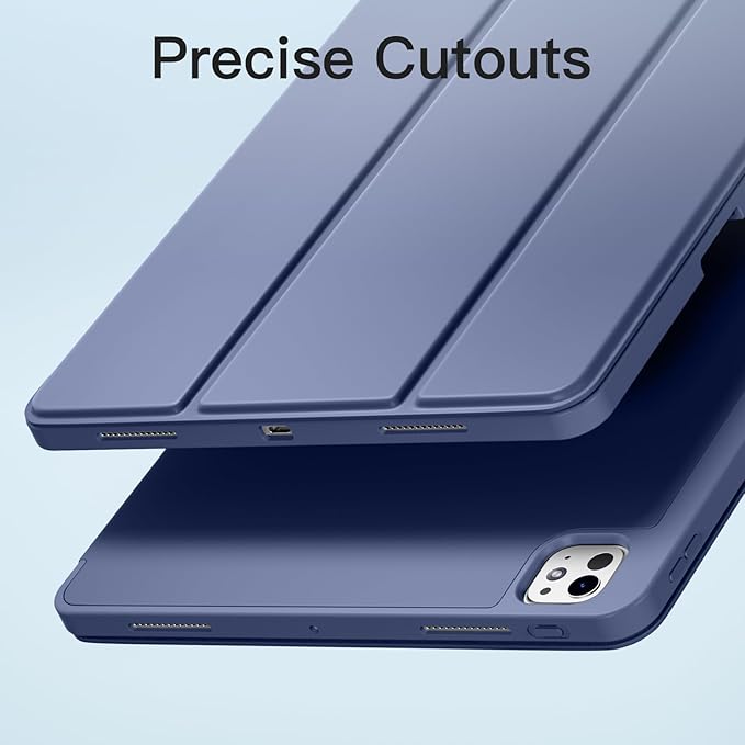 Akkerds Compatible with iPad Pro 13 Inch Case (M5/M4) 2025/2024, for iPad 13 Pro Case with Pencil Holder, Slim Trifold Stand Protective Cover with Soft TPU Back, Auto Wake/Sleep (BlueGray)