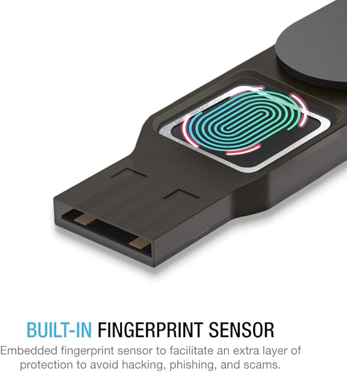Thetis FIDO2 Security Key Fingerprint USB A, Two Factor Authenticator, Multi-Layered Protection HOTP / U2F Compatible Windows, MacOS, Gmail, Linux for Office Business - Black