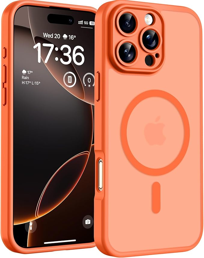 TOCOL for Phone 16 Pro Case, Compatible with Magsafe Charger, Full Camera Protection, Drop Protection, Translucent Matte Phone Case for iPhone 16 Pro 6.3 inch (Orange)