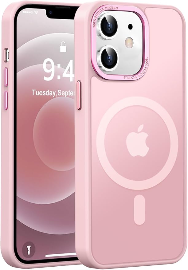 Newfuture Designed for iPhone 12 Case/iPhone 12 Pro Case with Magnetic [13 FT Military Drop Protection] [Compatible with Magsafe] Translucent Shockproof with Anti-Fingerprint Phone Case, Tender Pink