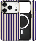 Magnetic for iPhone 17 Pro Max Case Cute Stripes Phone Case, Shockproof Slim TPU and Hard PC Protective Phone Cover Compatible with MagSafe Designed for Women Girls, Deep Purple
