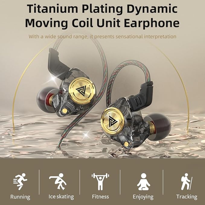 Wired Gaming Earbuds 4 Pack, Ak3file in Ear Monitors, Deep Bass Sound Wired Earbuds, HiFi in Ear Headphones with 1DD 10mm Dynamic Driver, IEM for Music Gaming Video Calling (Four Colors)