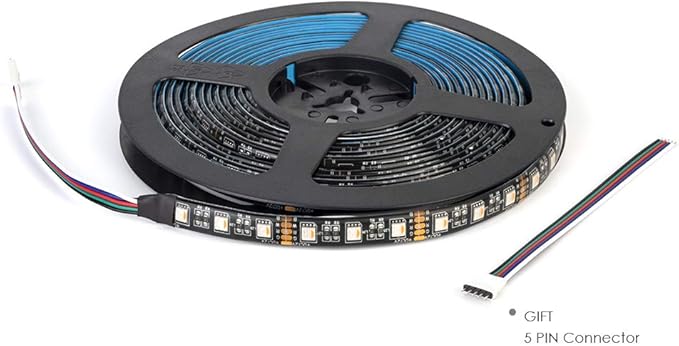 BTF-LIGHTING RGBW LED Strip Lights,UL Listed,5050 4 Colors in 1 RGB + 2700K-3000K Warm White,12V DC,16.4ft/5m 60LEDs/m 12mm Black PCB, IP65 Waterproof for Home Decoration(No Adapter or Controller)