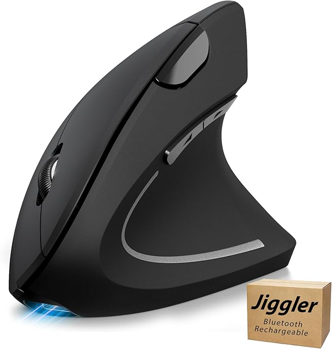 TECKNET Ergonomic Mouse with Jiggler, Bluetooth Wireless Vertical Mouse, 4800DPI Rechargeable Carpal Tunnel Mouse, Undetectable Random Movement Keeps Computers Awake for PC, Laptop, Mackbook