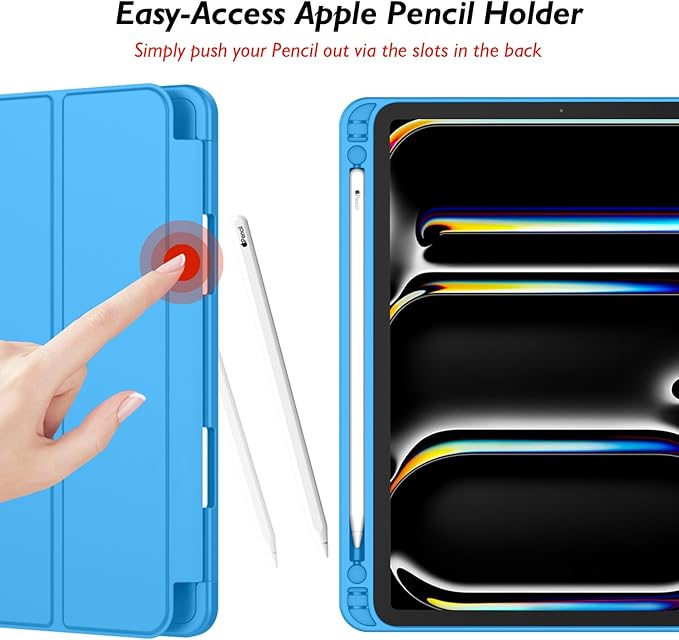 iMieet iPad Pro 13 Inch Case (M5/M4) 2025/2024 with Pencil Holder, Trifold Stand Smart Case with Soft TPU Back, Auto Wake/Sleep (Ocean Blue)