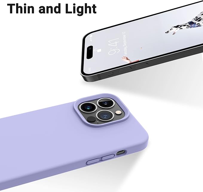 OTOFLY Designed for iPhone 14 Pro Case, Silicone Shockproof Slim Thin Phone Case for iPhone 14 Pro 6.1 inch (Light Purple)