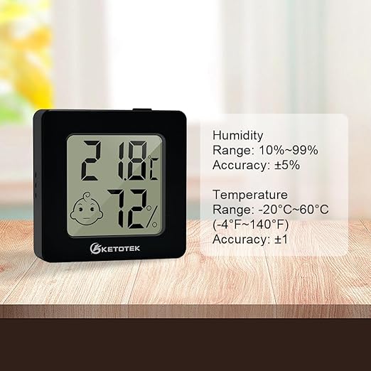 KETOTEK 5 Pack Digital Hygrometer Indoor Thermometer Mini Temperature and Humidity Monitor with Comfort Indicator for House Baby Room Office