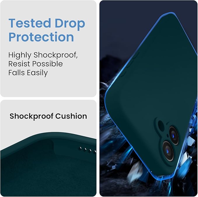 FireNova Designed for iPhone 16 Case, Silicone Upgraded [Camera Protection] Phone Case, Soft Anti-Scratch Microfiber Lining Inside, 6.1 inch, Teal
