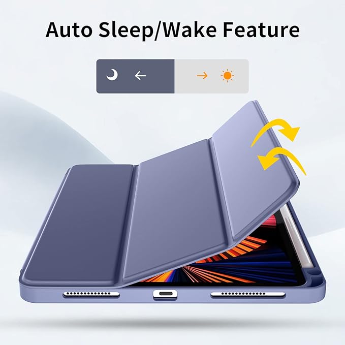 Wenlaty Compatible with iPad Pro 11 Inch Case 4th/3rd/2nd Generation with Pencil Holder, for iPad 11 Pro Case 2022/2021/2020, Trifold Slim Protective Cover with Soft TPU, Auto Wake/Sleep, Blue Gray