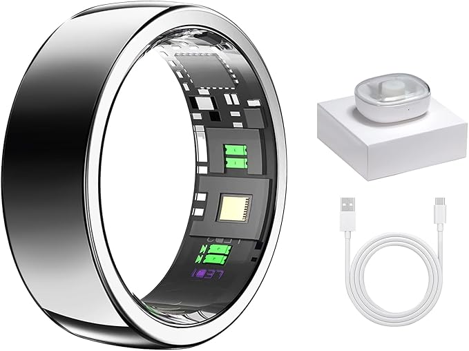 Smart Ring - Sleep Tracking Wearable - Heart Rate - Oxygen Monitoring - Fitness Tracker - Hand Gesture Brush Tiktok - Remote Camera - Up to 9 Days of Battery Life