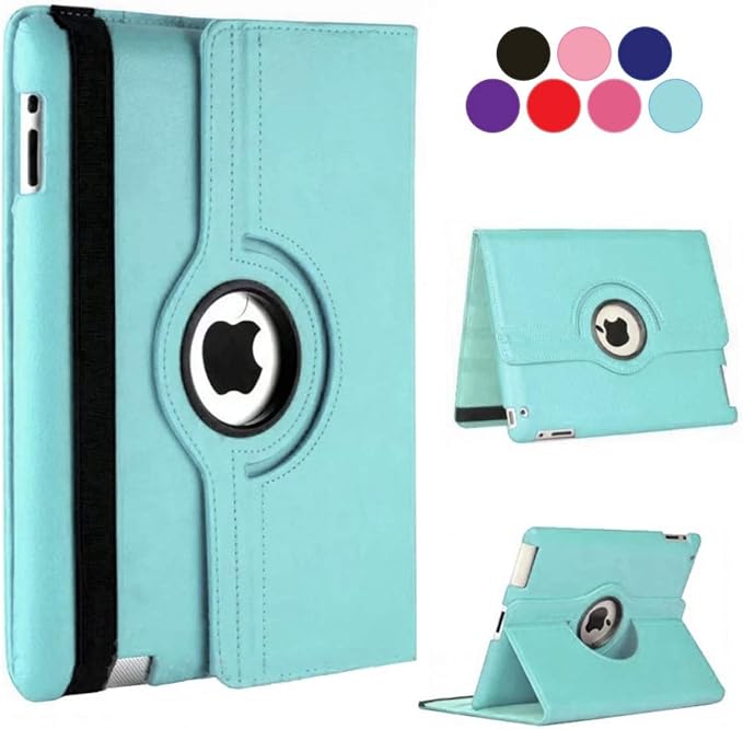 Vultic Rotating Case for iPad Air (2013) [9.7-inch], 360 Degree Stand [Auto Sleep/Wake] Folio PU Leather Smart Cover (Light Blue)