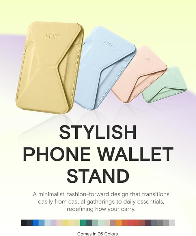 MOFT Magnetic Wallet Stand Compatible with iPhone 17/16/15/14/13/12 Series, Angle Adjustment & Magsafe Compatible MOVAS Phone Stand,Panna Cotta