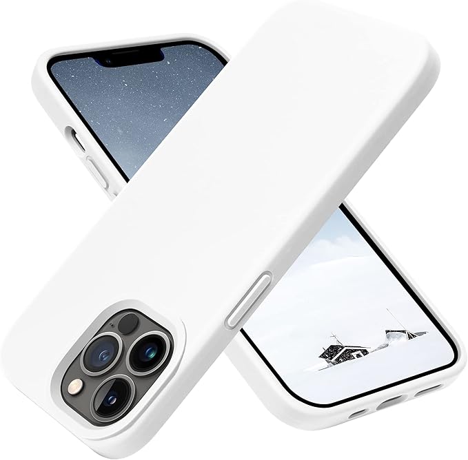OTOFLY Compatible with iPhone 13 Pro Case, Liquid Silicone Slim Protective Shockproof Phone Case Cover with Anti-Scratch Microfiber Lining, 6.1 inch, White