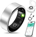 Smart Health Ring for Women Men Fitness Tracker with Heart Rate, Blood Oxygen, Blood Pressure, Sleep Monitoring, Step Counting, IP68 Waterproof for iOS and Android, No APP Fee, Silver 7
