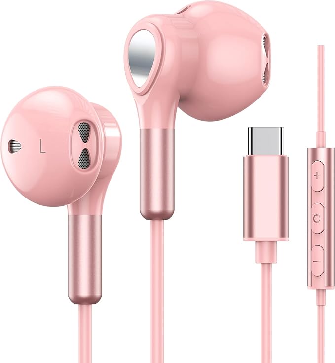 USB C Headphones for Samsung Galaxy S26 S25 S24 S23 S22 S21 S20 A56 A17 A16 Wired USB C Earbuds with Mic Volume Control Earphones USB Type C Headphones for iPhone 17 16 15 Pro Max Plus iPad 10 Pixel